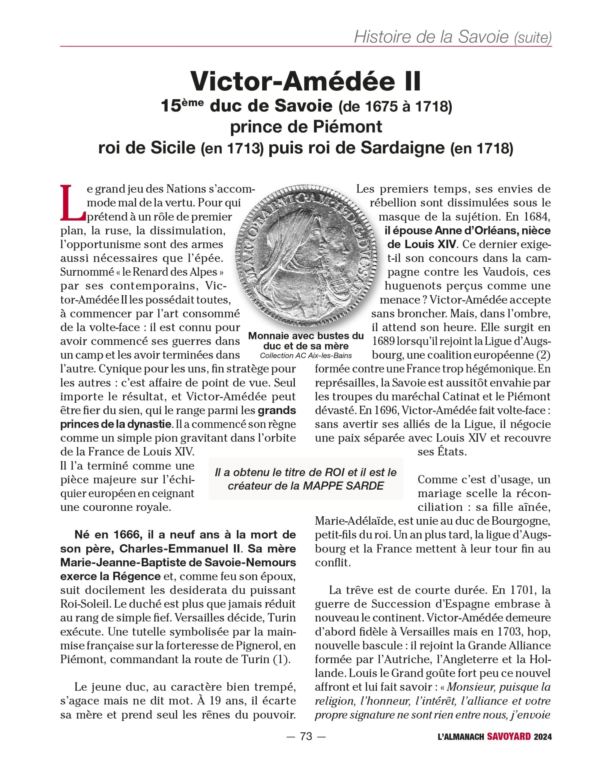 Calendrier 2024 Histoire de la Savoie